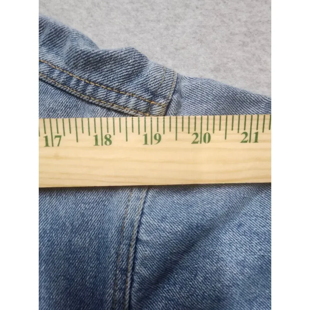 Invisible Denim Jacket Mens Small Light Wash Blue Button Front Trucker